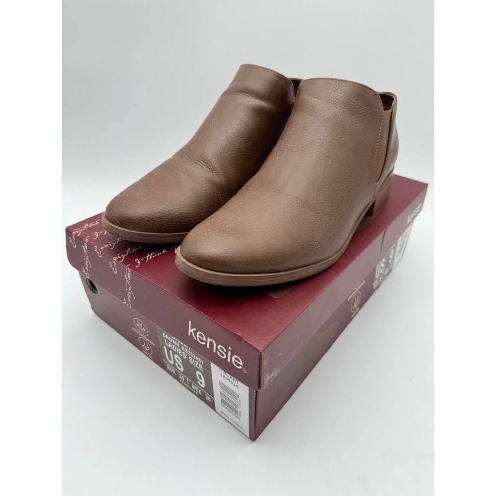 Kensie Sammy Brown Ankle Boots Womens Size 9‎ Slip On Comfort Booties